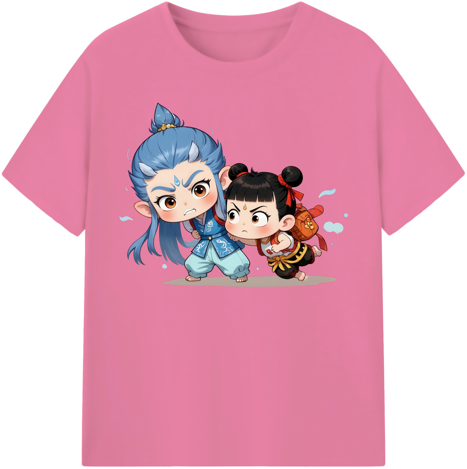 （画像用） Ne Zha 2 ナタ 魔童の大暴れ 綿100％半袖Tシャツ（フロントプリント）